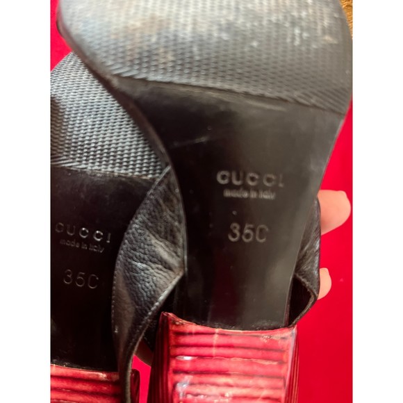 Gucci Vintage Black Barely There Heels Sandals 35C 35 5 5.5 6 - Picture 6 of 7